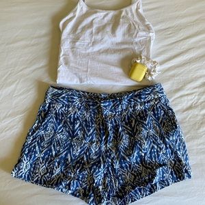Tribal/boho print linen shorts